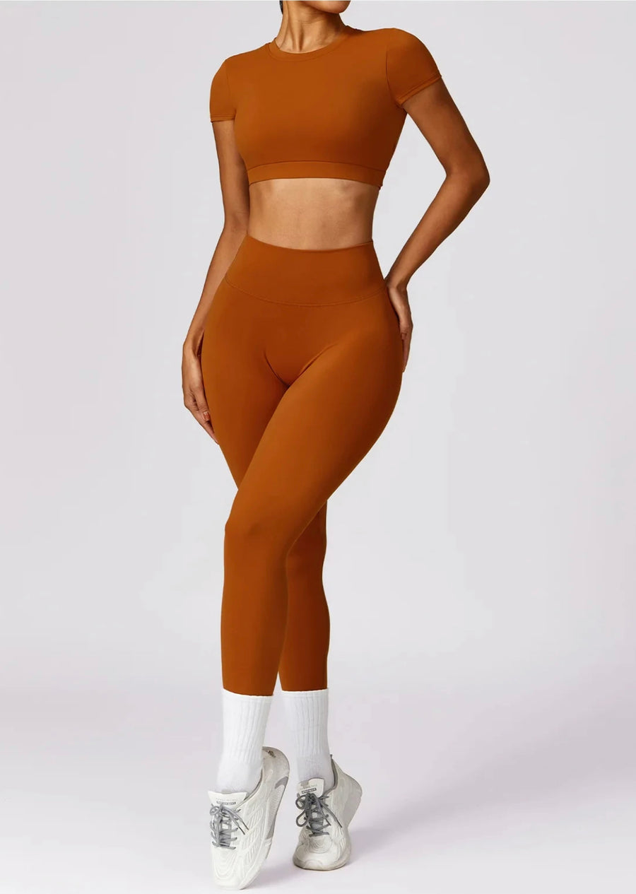 Dania high-waisted scrunch leggings in burned orange