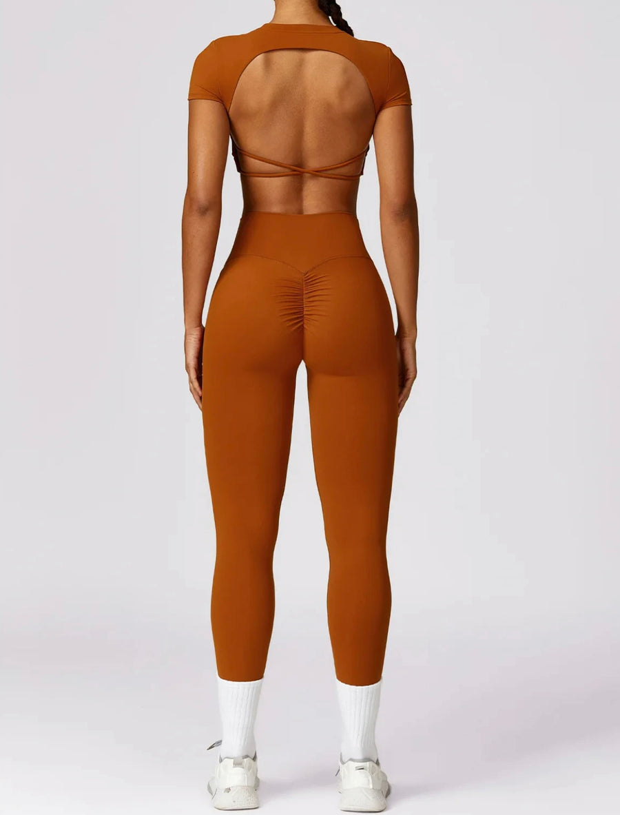 Dania high-waisted scrunch leggings in burned orange