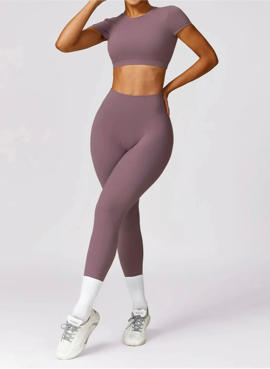 Dania high-waisted scrunch leggings in lilac mauve