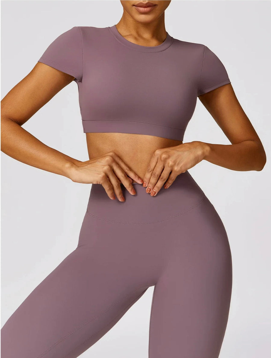 Dania high-waisted scrunch leggings in lilac mauve