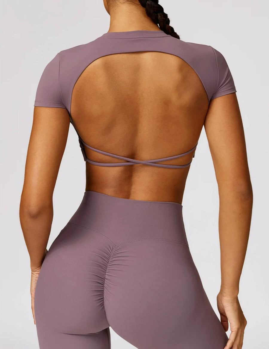 Dania high-waisted scrunch leggings in lilac mauve