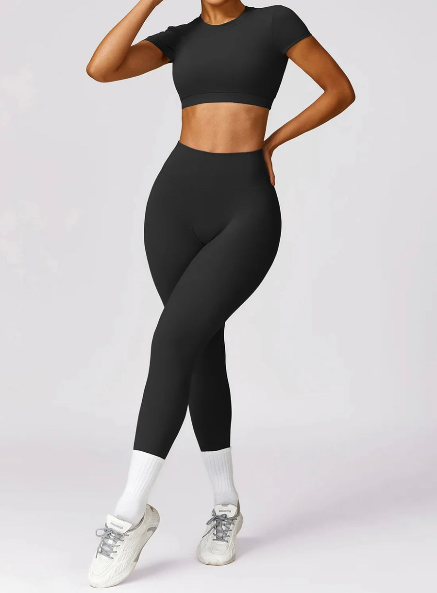 Dania high-waisted scrunch leggings in caviar black