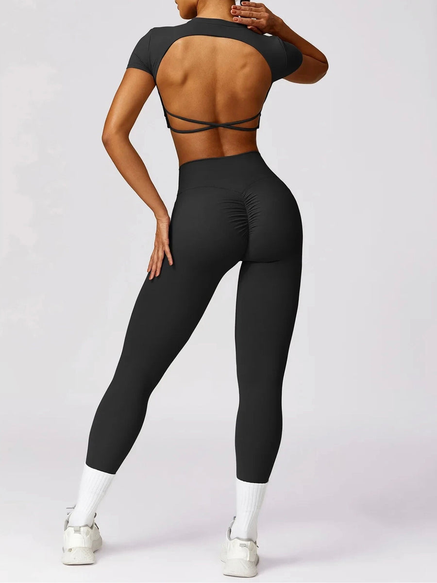 Dania high-waisted scrunch leggings in caviar black