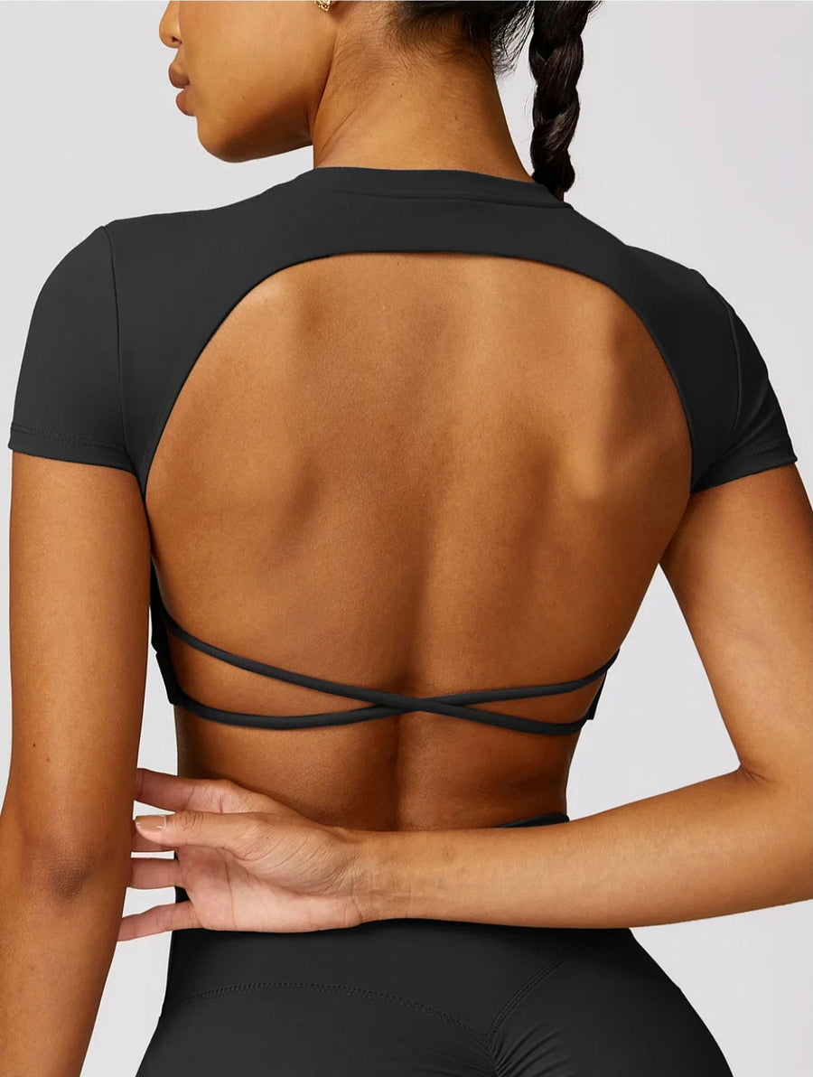 Dania backless top in caviar black