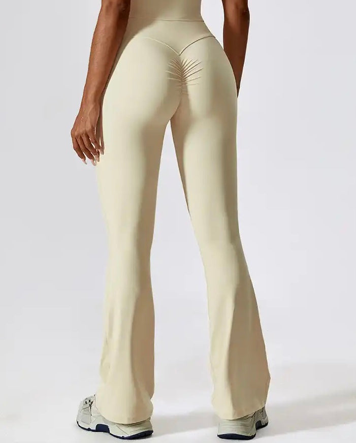 Genevieve high-waisted scrunch flare leggings in coconut milk