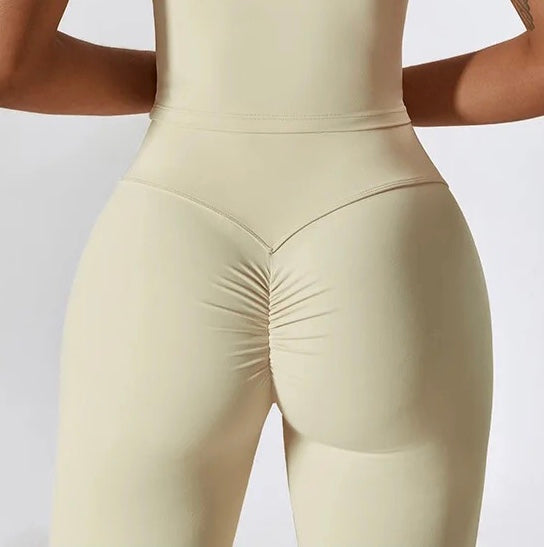 Genevieve high-waisted scrunch flare leggings in coconut milk