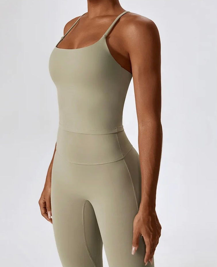 Genevieve spaghetti strap top in sage