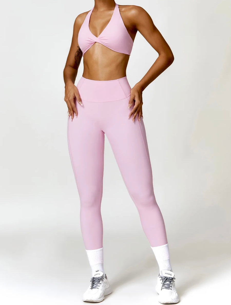 Claire plunge push-up top in baby pink