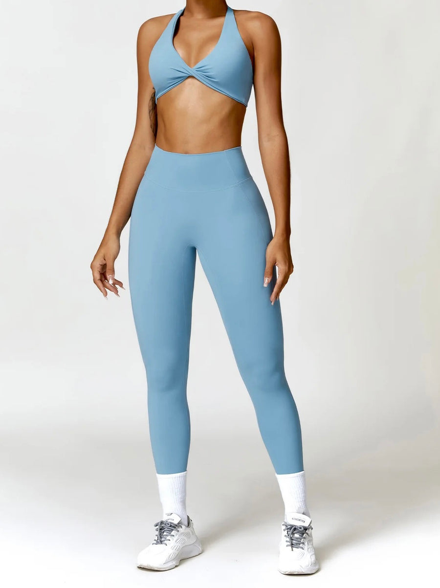 Claire plunge push-up top in baby blue