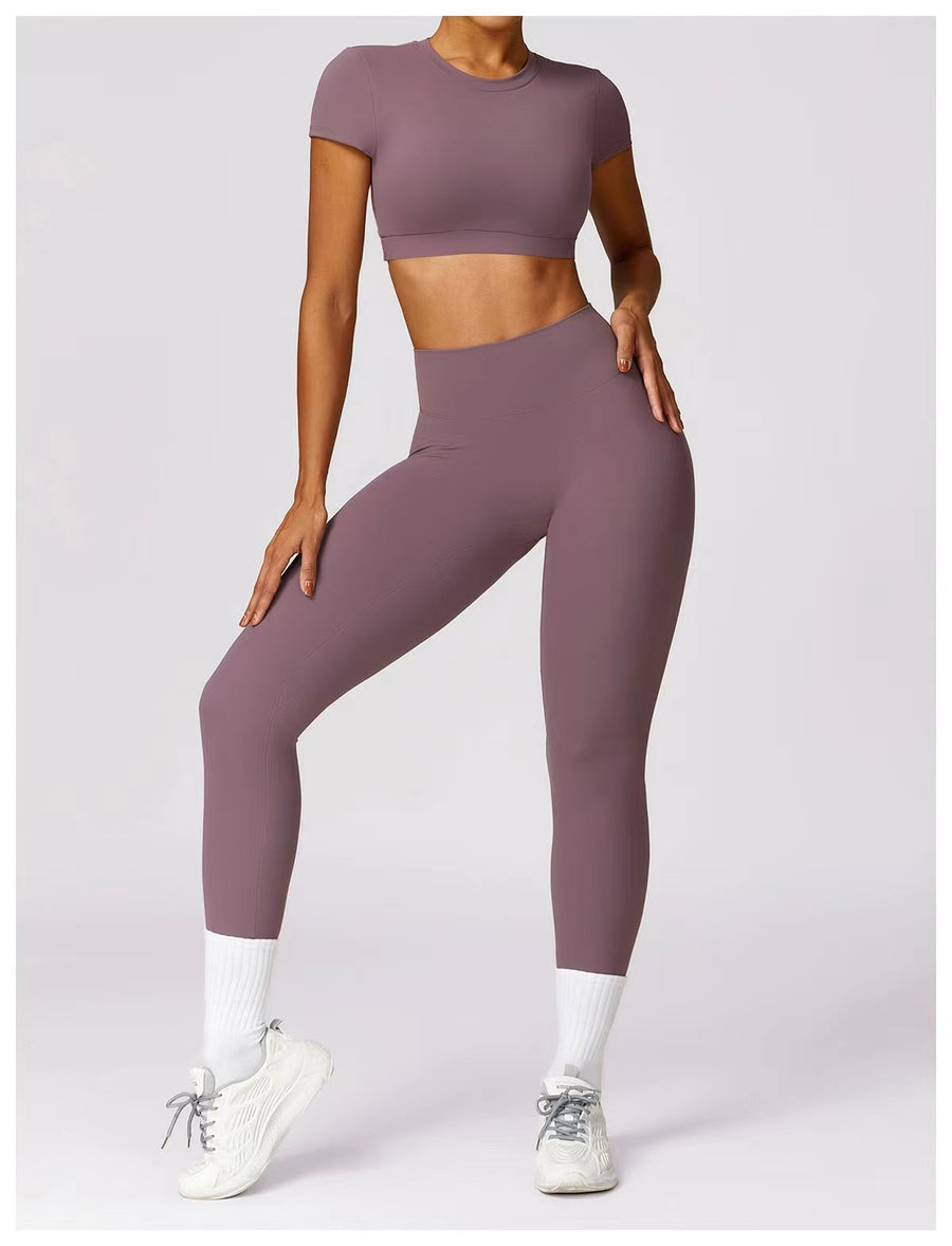 Dania high-waisted scrunch leggings in lilac mauve